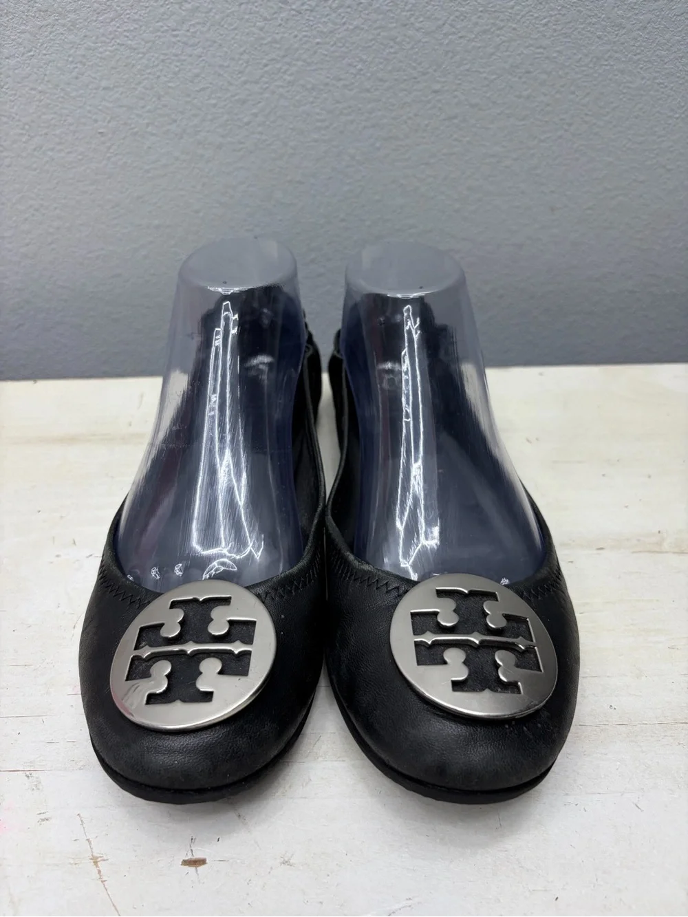 Tory Burch Black Leather Reva Flats Size 8